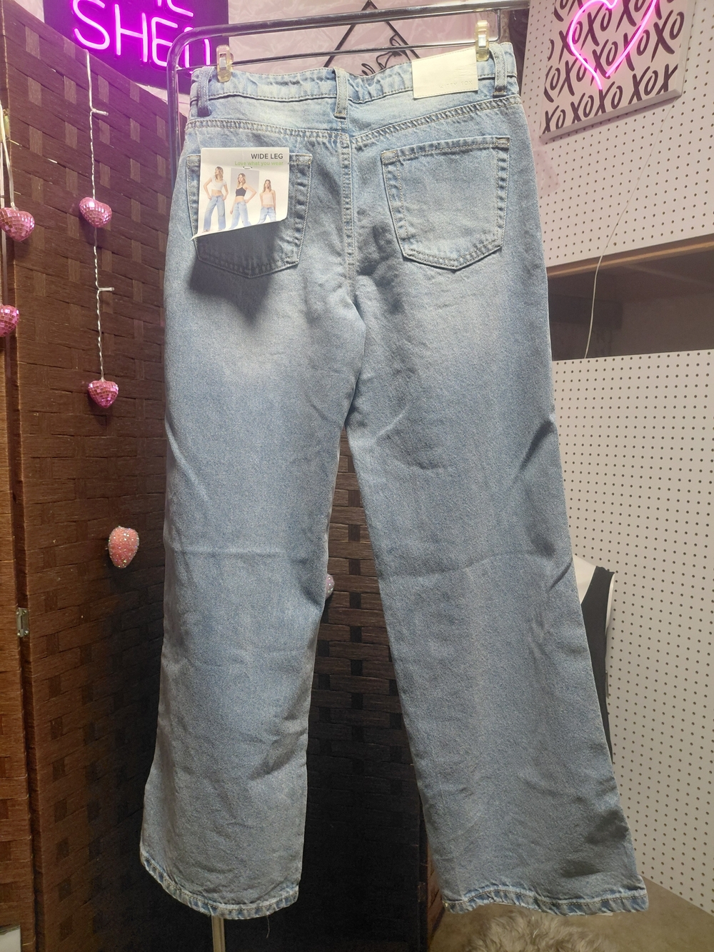 Light Blue Distressed Wide-Leg Women's Jeans - Picture 5 of 6